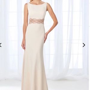 Stunning Cameron Blake long beaded gown Champagne